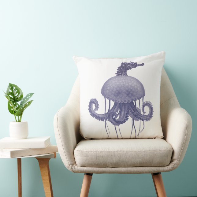 Coussin MÉDUSE hippocampe BLEU (Chaise)