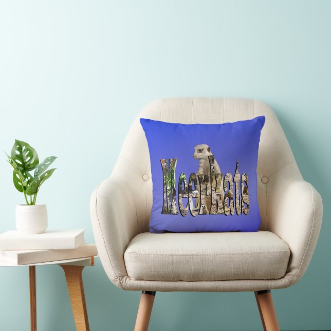 Coussin Meerkats Bleus, Poussin. (Chaise)