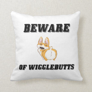 Coussin Méfiez-vous des Citations de Corgi Funny de Wiggle
