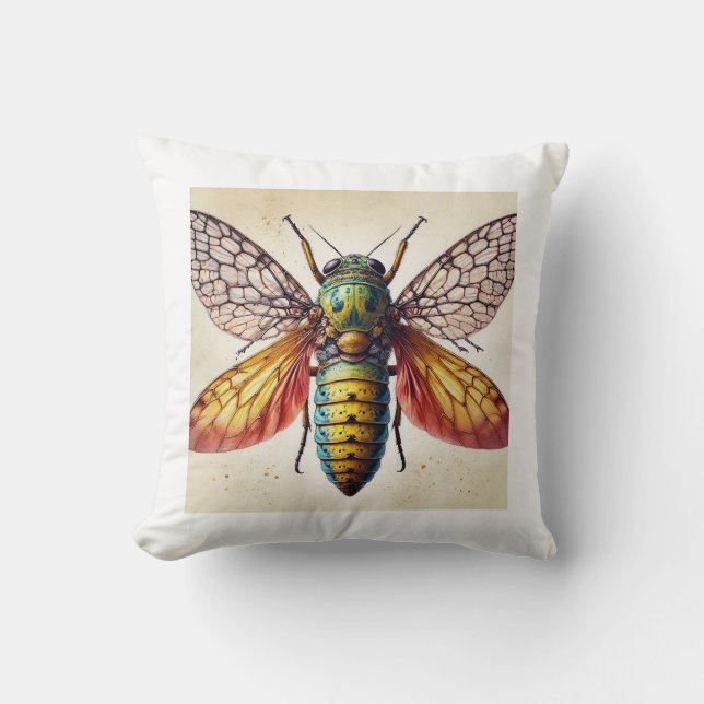 Coussin Meganeura Dragonfly View 120924IREF212 - Watercolo (Recto)