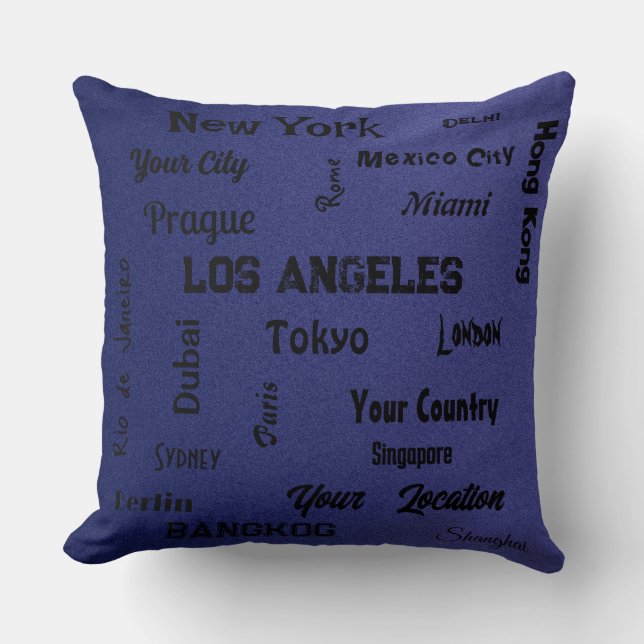 Coussin mégapoles chic bleu marine du monde (Recto)