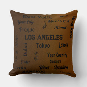 Coussin mégapoles chic en bronze brun du monde