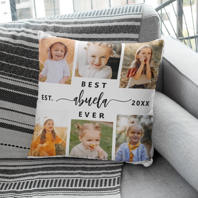 Coussin Meilleur Abuela Ever - Collage photo pour petits e (Créateur téléchargé)