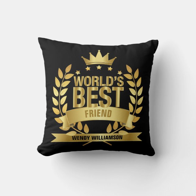 Coussin Meilleur Ami du monde Gold Fun Black (Recto)