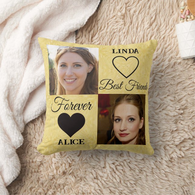 Coussin Meilleur Cadeau Gold Heart Photo Collage (Couverture)