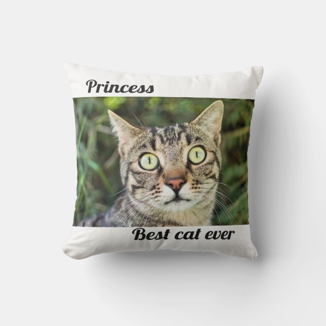 Coussin Meilleur chat jamais avec photo mignon photo perso (Recto)