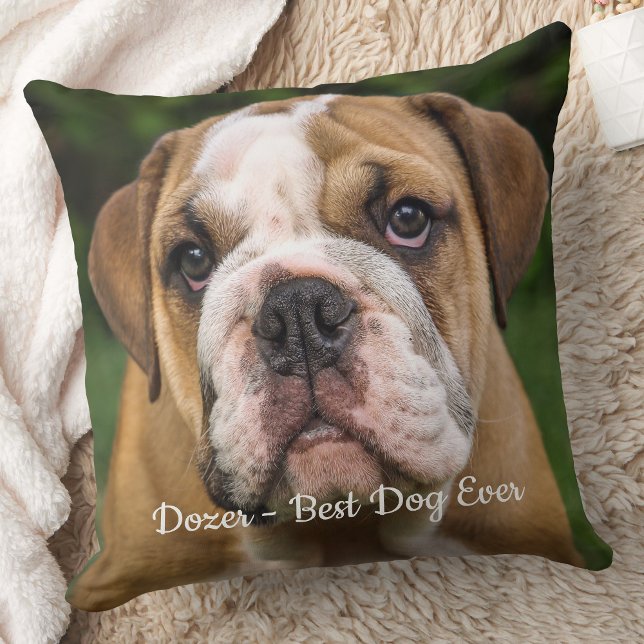 Coussin Meilleur Chien Jamais Moderne Personnalisé Photo A (Créateur téléchargé)