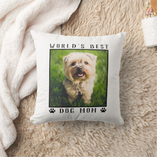 Coussin Meilleur chien maman Empreintes de pattes du monde