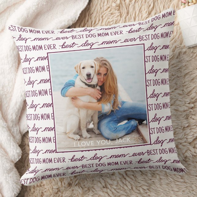 Coussin Meilleur Chien Maman Jamais Magenta Photo (Créateur téléchargé)