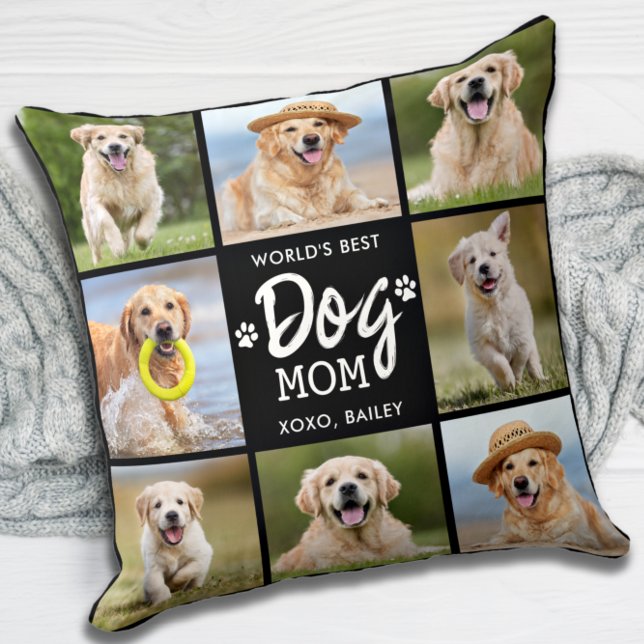 Coussin Meilleur chien MOM personnalisé 8 photo Collage (Créateur téléchargé)