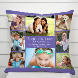 Coussin Meilleur collage photo de grand-mère au monde viol