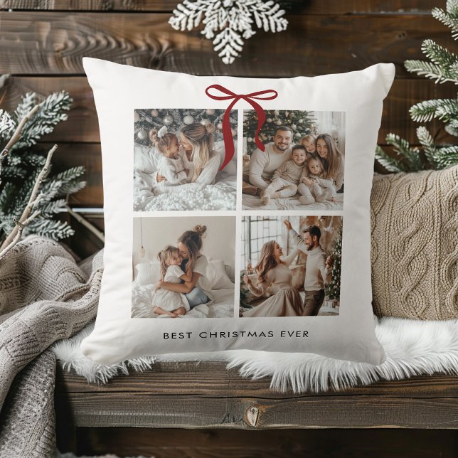 Coussin Meilleur Collage photo de Noël | Cadeau familial (Créateur téléchargé)