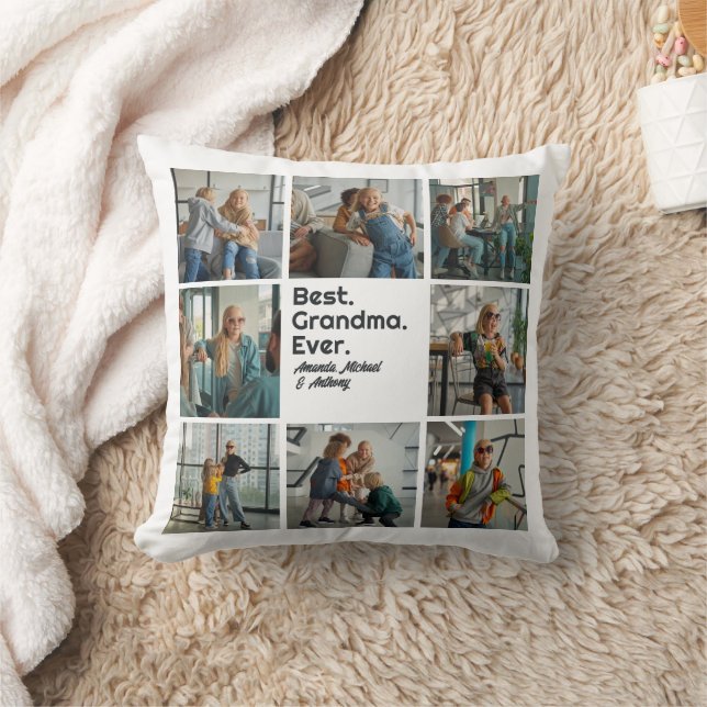 Coussin Meilleur collage photo personnalisé jamais grand-m (Couverture)