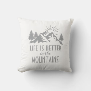 Coussin Meilleur dans la vie de montagne Citation Blanc Gr