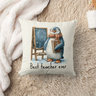 Coussin Meilleur Enseignant Jamais Conception de Manchot d