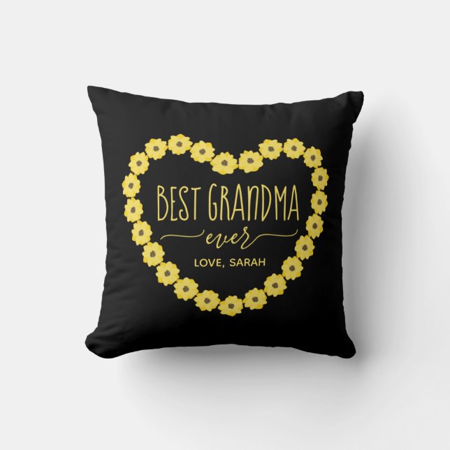 Coussin Meilleur grand-mère jamais Sunflower Heart Personn (Recto)
