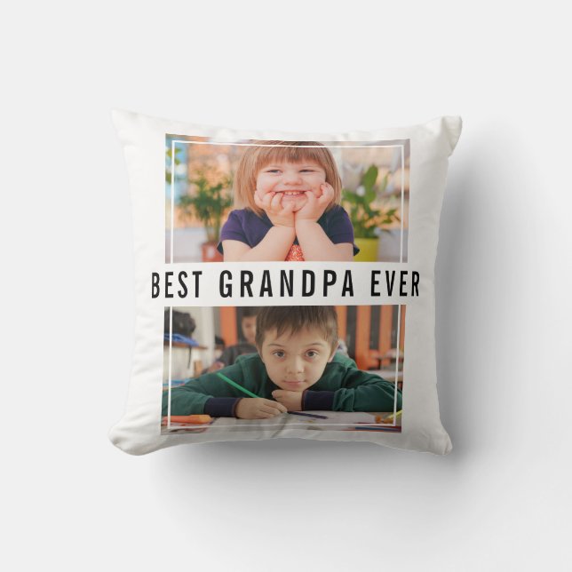 Coussin Meilleur Grand-Père Ever Grand-Enfants 2 Photo Col (Recto)