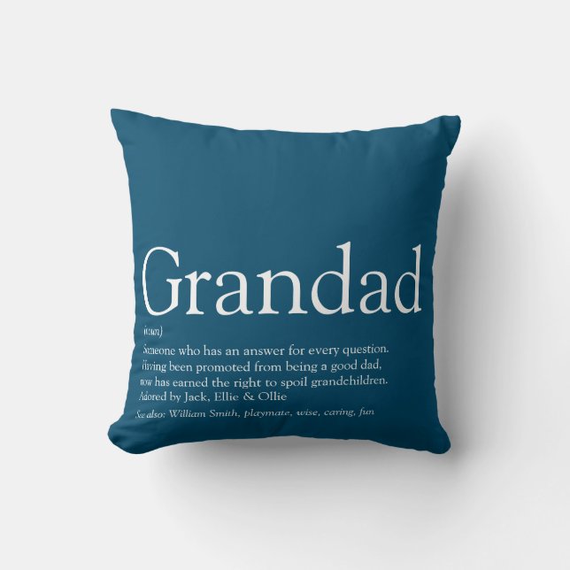 Coussin Meilleur Grand-Père, Grand-Père Définition Bleu (Recto)