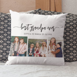 Coussin Meilleur Grand-Père Petits-Enfants Photo Collage
