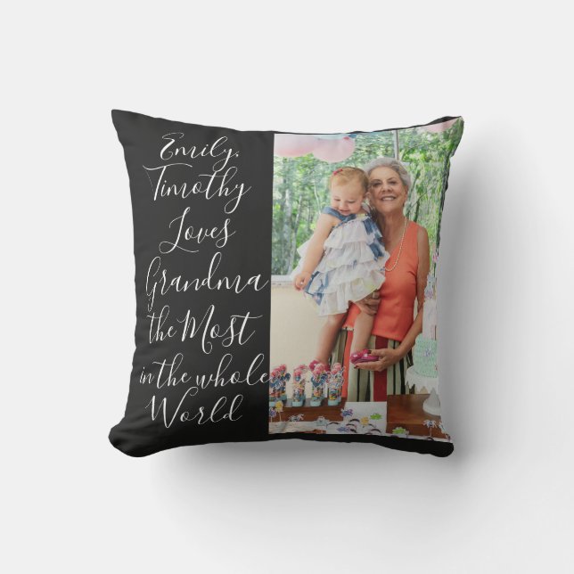 Coussin Meilleur GRANDMA toujours personnalisé 2 photo Fêt (Recto)