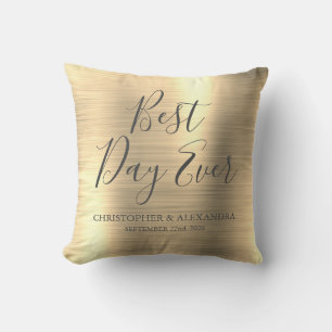 Coussin Meilleur Jour jamais Rose Mariage métal or