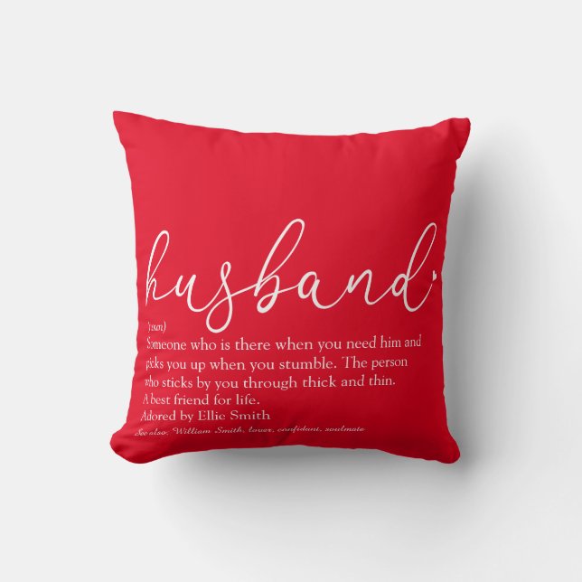 Coussin Meilleur Mari de Tous les Temps Définition Script  (Recto)