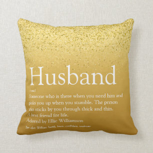 Coussin Meilleur Mari du Monde Définition Paillettes Dorée