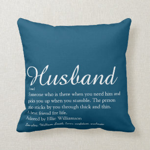 Coussin Meilleur Mari du Monde Définition Script Bleu