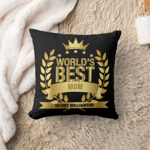 Coussin Meilleur Mère Noir d'or du monde