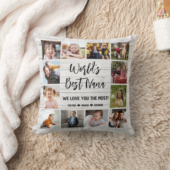 Coussin Meilleur Nana Grandkids 12 photo Collage (Couverture)