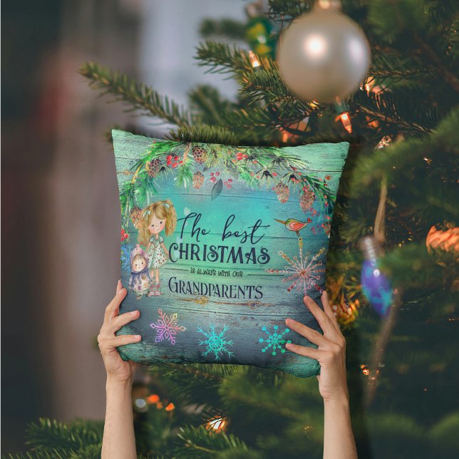 Coussin Meilleur Noël avec grands-parents (Best Christmas with Grandparents Throw Pillow front)