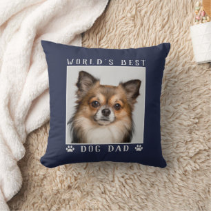 Coussin Meilleur Papa Chien du Monde Empreintes de Patte P