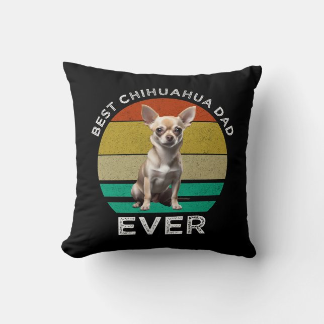 Coussin Meilleur papa Chihuahua jamais (Recto)