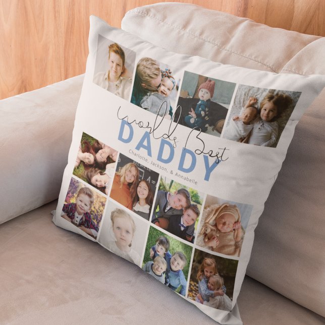 Coussin Meilleur papa du monde | Collage de photos (Créateur téléchargé)