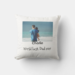 Coussin meilleur papa du monde photo nom date simple pères