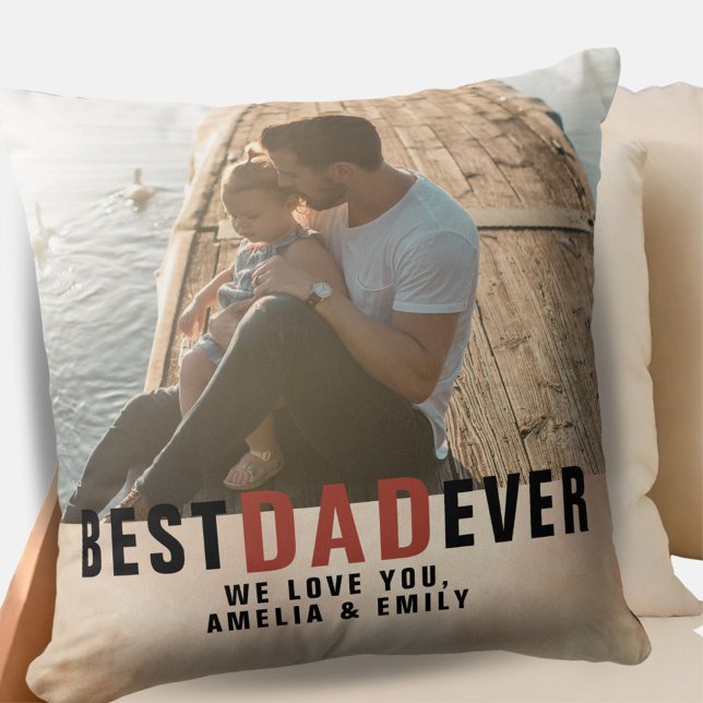 Coussin Meilleur papa Ever aquarelle Photo de la Fête du P (Créateur téléchargé)