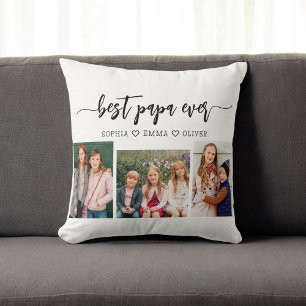Coussin Meilleur Papa Grand-Enfants Photo Collage