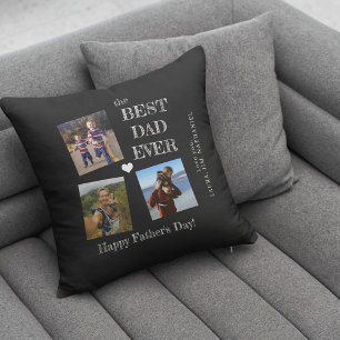 Coussin Meilleur papa jamais 3 photo collage Fête des père
