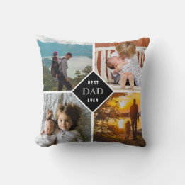 Coussin Meilleur Papa Jamais, Collage Photo Personnalisé