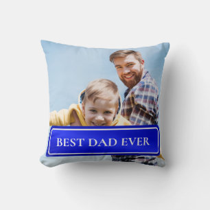 Coussin Meilleur Papa Jamais Photo Personnalisée Deux-Tons