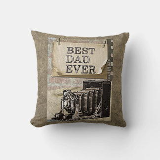 Coussin Meilleur papa Jamais Vintage Caméra Fête des pères