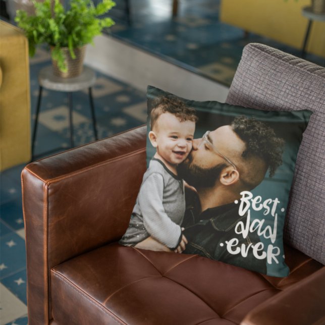 Coussin Meilleur papa personnalisé Fête des pères photo ca (Créateur téléchargé)