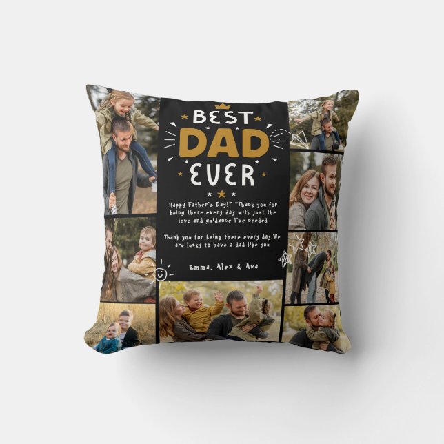 Coussin Meilleur père jamais fête des pères photo collage  (Recto)