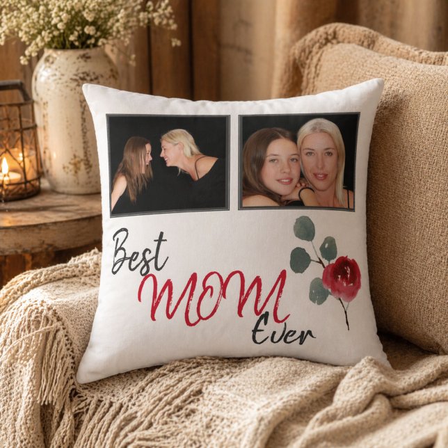 Coussin Meilleur script de maman pour collage photo de mèr (Créateur téléchargé)