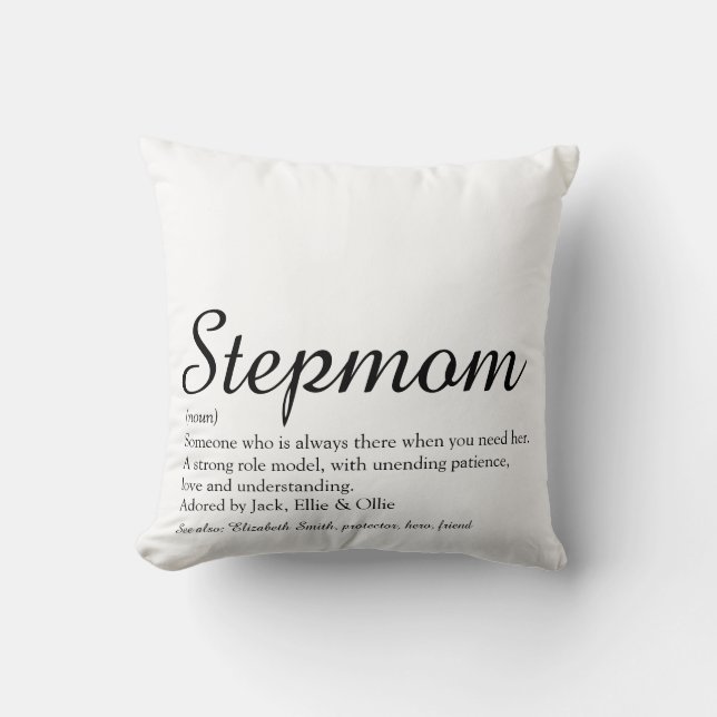 Coussin Meilleur Stepmaman, Script de définition Stepmère (Recto)