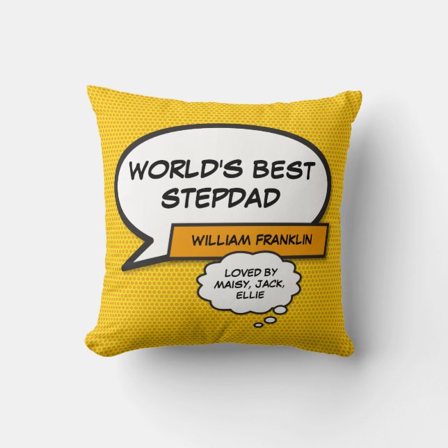 Coussin Meilleur Superhéros Stepdad Stepdad du monde (Recto)