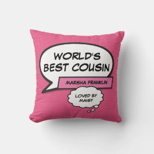 Coussin Meilleure Cousine Moderne Drôle Rose Féminin Monde