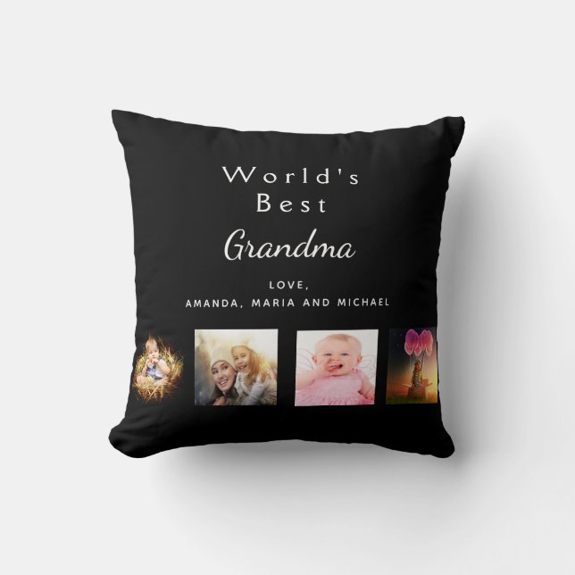 Coussin Meilleure grand-mère personnalisée famille photo c (Recto)