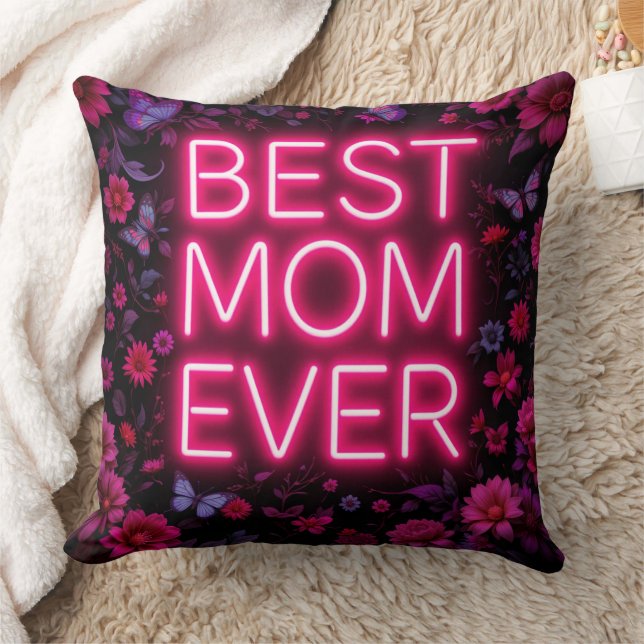 Coussin Meilleure Maman Citer Des Fleurs Roses Couleurs Né (Couverture)