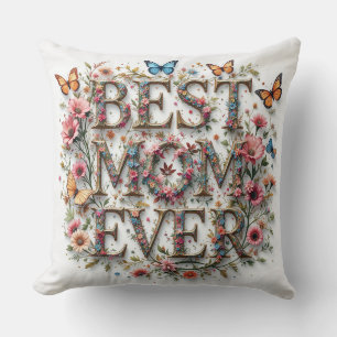 Coussin Meilleure Maman Citer Des Papillons Belles Fleurs